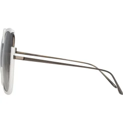 Linda Farrow - Natalia Oversized Sunglasses in White - LFL1210C4SUN - Linda Farrow Eyewear - Avvenice