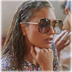 Linda Farrow - Natalia Oversized Sunglasses in Black - LFL1210C1SUN - Linda Farrow Eyewear - Avvenice