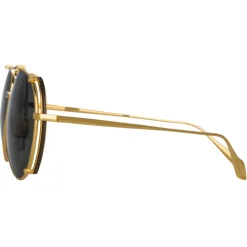 Linda Farrow - Newman Aviator Sunglasses in Yellow Gold - LFL1039C9SUN - Linda Farrow Eyewear - Avvenice