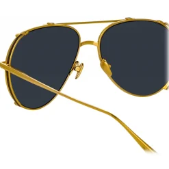 Linda Farrow - Newman Aviator Sunglasses in Yellow Gold - LFL1039C9SUN - Linda Farrow Eyewear - Avvenice