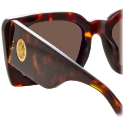 Linda Farrow - Nieve Rectangular Sunglasses in Tortoiseshell - LFL1297C2SUN - Linda Farrow Eyewear - Avvenice