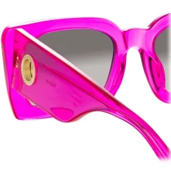 Linda Farrow - Nieve Rectangular Sunglasses in Fuchsia - LFL1297C4SUN - Linda Farrow Eyewear - Avvenice