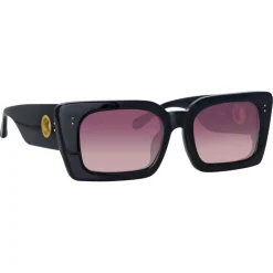 Linda Farrow - Nieve Rectangular Sunglasses in Black Wine - LFL1297C5SUN - Linda Farrow Eyewear - Avvenice