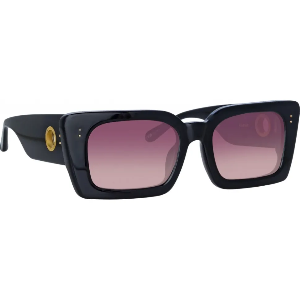 Linda Farrow - Nieve Rectangular Sunglasses in Black Wine - LFL1297C5SUN - Linda Farrow Eyewear - Avvenice