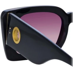 Linda Farrow - Nieve Rectangular Sunglasses in Black Wine - LFL1297C5SUN - Linda Farrow Eyewear - Avvenice