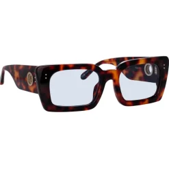 Linda Farrow - Nieve Rectangular Sunglasses in Tortoiseshell Blue - LFL1297C6SUN - Linda Farrow Eyewear - Avvenice