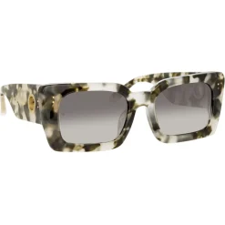 Linda Farrow - Nieve Rectangular Sunglasses in Black Grey Tortoiseshell - LFL1297C3SUN - Linda Farrow Eyewear - Avvenice