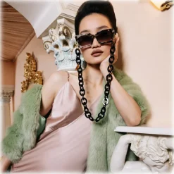 Linda Farrow - Nieve Rectangular Sunglasses in Black Grey Tortoiseshell - LFL1297C3SUN - Linda Farrow Eyewear - Avvenice