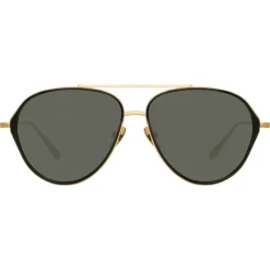 Linda Farrow - Noa Aviator Sunglasses in Yellow Gold - LFL1319C1SUN - Linda Farrow Eyewear - Avvenice