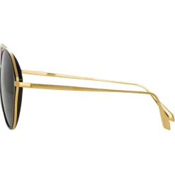 Linda Farrow - Noa Aviator Sunglasses in Yellow Gold - LFL1319C1SUN - Linda Farrow Eyewear - Avvenice