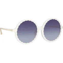 Linda Farrow - Nova Round Sunglasses in Cream - LFL1354C4SUN - Linda Farrow Eyewear - Avvenice