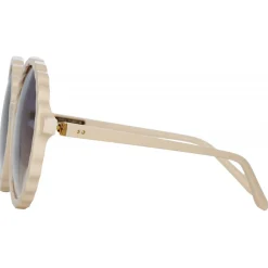 Linda Farrow - Nova Round Sunglasses in Cream - LFL1354C4SUN - Linda Farrow Eyewear - Avvenice