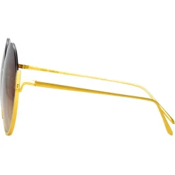 Linda Farrow - Olivia Round Sunglasses in Yellow Gold - LFL1006C1SUN - Linda Farrow Eyewear - Avvenice