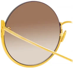 Linda Farrow - Olivia Round Sunglasses in Yellow Gold - LFL1006C1SUN - Linda Farrow Eyewear - Avvenice