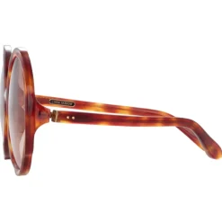 Linda Farrow - Otavia Oversized Sunglasses in Amber Tortoiseshell - LFL1356C3SUN - Linda Farrow Eyewear - Avvenice