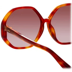 Linda Farrow - Paloma Hexagon Sunglasses in Amber - LFL1415C2SUN - Linda Farrow Eyewear - Avvenice