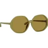Linda Farrow - Paloma Hexagon Sunglasses in Sage - LFL1415C7SUN - Linda Farrow Eyewear - Avvenice