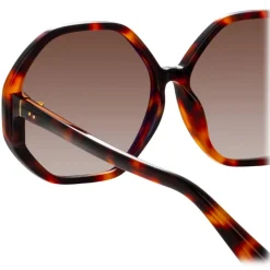 Linda Farrow - Paloma Hexagon Sunglasses in Tortoiseshell - LFL1415C2SUN - Linda Farrow Eyewear - Avvenice