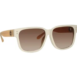 Linda Farrow - Perry D-Frame Sunglasses in White - LFL1429C3SUN - Linda Farrow Eyewear - Avvenice