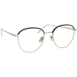 Linda Farrow - Raif Square Optical Glasses in White Gold Black - LFL819C9OPT - Linda Farrow Eyewear - Avvenice