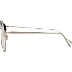 Linda Farrow - Raif Square Optical Glasses in White Gold Black - LFL819C9OPT - Linda Farrow Eyewear - Avvenice