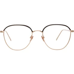 Linda Farrow - Raif Square Optical Glasses in Rose Gold Brown - LFL819C10OPT - Linda Farrow Eyewear - Avvenice