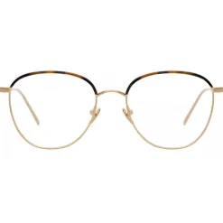 Linda Farrow - Raif Square Optical Glasses in Light Gold Tortoiseshell - LFL819C18OPT - Linda Farrow Eyewear - Avvenice