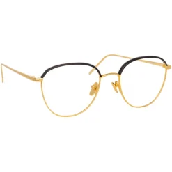 Linda Farrow - Raif Square Optical Glasses in Yellow Gold Black - LFL819C8OPT - Linda Farrow Eyewear - Avvenice