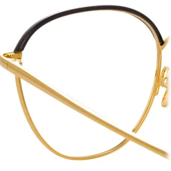 Linda Farrow - Raif Square Optical Glasses in Yellow Gold Black - LFL819C8OPT - Linda Farrow Eyewear - Avvenice