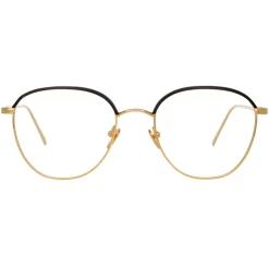 Linda Farrow - Raif Square Optical Glasses in Yellow Gold Black - LFL819C8OPT - Linda Farrow Eyewear - Avvenice