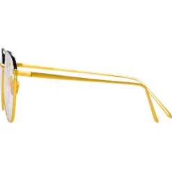 Linda Farrow - Raif Square Optical Glasses in Yellow Gold Black - LFL819C24OPT - Linda Farrow Eyewear - Avvenice