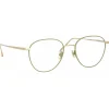 Linda Farrow - Raif Square Optical Glasses in Light Gold Khaki - LFL819C31OPT - Linda Farrow Eyewear - Avvenice