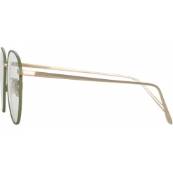 Linda Farrow - Raif Square Optical Glasses in Light Gold Khaki - LFL819C31OPT - Linda Farrow Eyewear - Avvenice