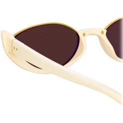 Linda Farrow - Ralph & Russo Robyn Cat Eye Sunglasses in Cream - LFL1169C5SUN - Linda Farrow Eyewear - Avvenice
