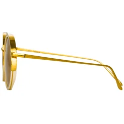 Linda Farrow - Ralph & Russo Watson Round Sunglasses in Cream - LFL1119C6SUN - Linda Farrow Eyewear - Avvenice