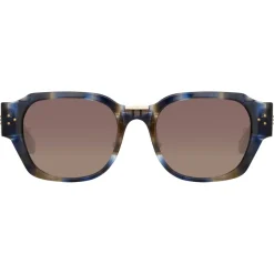 Linda Farrow - Ramon Rectangular Sunglasses in Blue Tortoiseshell - LFL1270C3SUN - Linda Farrow Eyewear - Avvenice
