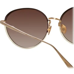 Linda Farrow - Regina Cat Eye Sunglasses in Mocha - LFL1408C4SUN - Linda Farrow Eyewear - Avvenice