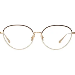 Linda Farrow - Regina Cat Eye Optical Glasses in Light Gold - LFL1408C2OPT - Linda Farrow Eyewear - Avvenice