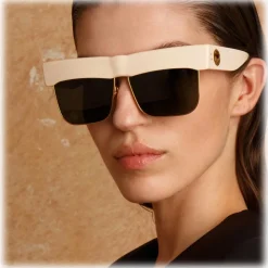 Linda Farrow - Rosalie Oversized Sunglasses in Cream - LFL1284C3SUN - Linda Farrow Eyewear - Avvenice