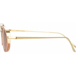 Linda Farrow - Rosie Oval Sunglasses in Nectarine - LFL1142C3SUN - Linda Farrow Eyewear - Avvenice