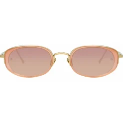Linda Farrow - Rosie Oval Sunglasses in Nectarine - LFL1142C3SUN - Linda Farrow Eyewear - Avvenice