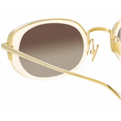 Linda Farrow - Rosie Oval Sunglasses in Cream - LFL1142C4SUN - Linda Farrow Eyewear - Avvenice