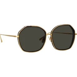 Linda Farrow - Rowe Oversize Sunglasses in Yellow Gold - LFL1432C1SUN - Linda Farrow Eyewear - Avvenice