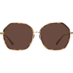 Linda Farrow - Rowe Oversize Sunglasses in Light Gold - LFL1432C2SUN - Linda Farrow Eyewear - Avvenice