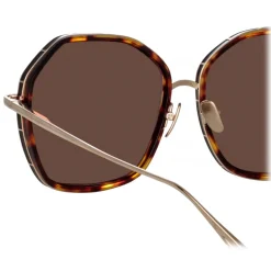 Linda Farrow - Rowe Oversize Sunglasses in Light Gold - LFL1432C2SUN - Linda Farrow Eyewear - Avvenice