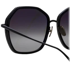 Linda Farrow - Rowe Oversize Sunglasses in Matt Nickel - LFL1432C3SUN - Linda Farrow Eyewear - Avvenice