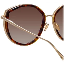 Linda Farrow - Samara Cat Eye Sunglasses in Light Gold Tortoiseshell - LFL1396C2SUN - Linda Farrow Eyewear - Avvenice