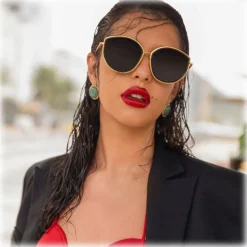 Linda Farrow - Samara Cat Eye Sunglasses in Yellow Gold - LFL1420C3OPT - Linda Farrow Eyewear - Avvenice