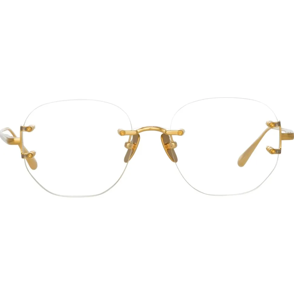 Linda Farrow - Sandor Angular Optical Frame in Yellow Gold - Linda Farrow Eyewear - Avvenice