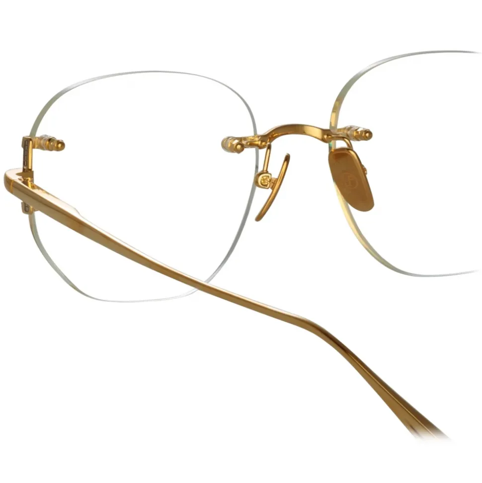 Linda Farrow - Sandor Angular Optical Frame in Yellow Gold - Linda Farrow Eyewear - Avvenice